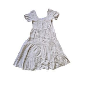 Beachwood Baby The Paloma Dress Neutral Moon Oatmeal Linen Tiered Maxi Dress S/M